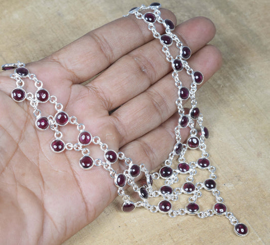 Red Garnet 925 Sterling Silver January Month Natural Gemstone Elegant Necklace ~ Designer Necklace ~ Handmade Jewelry ~ Gift For Christmas